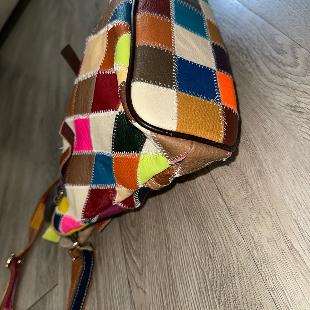 PW Colorful Patchwork Leather Boho Crossbody Bag … - image 5